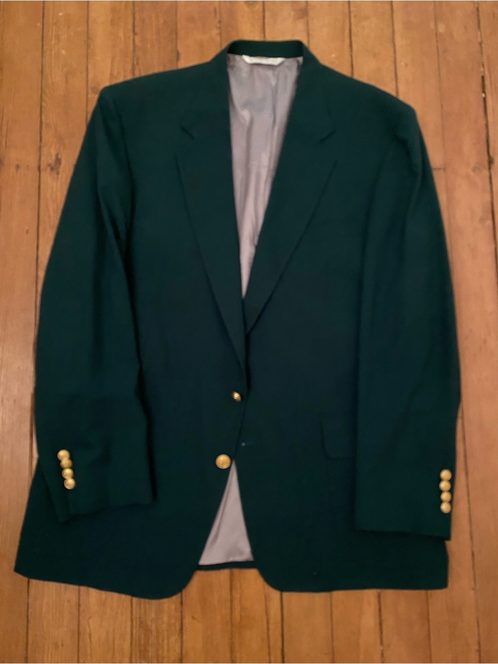 Vintage lands end Men's Dark Green Blazer twith Gold Buttons 46L